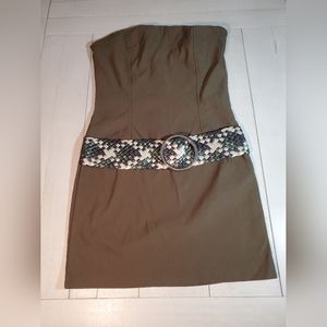 Top 10 women’s Y2K 2000s strapless olive green Dress with Belt size L